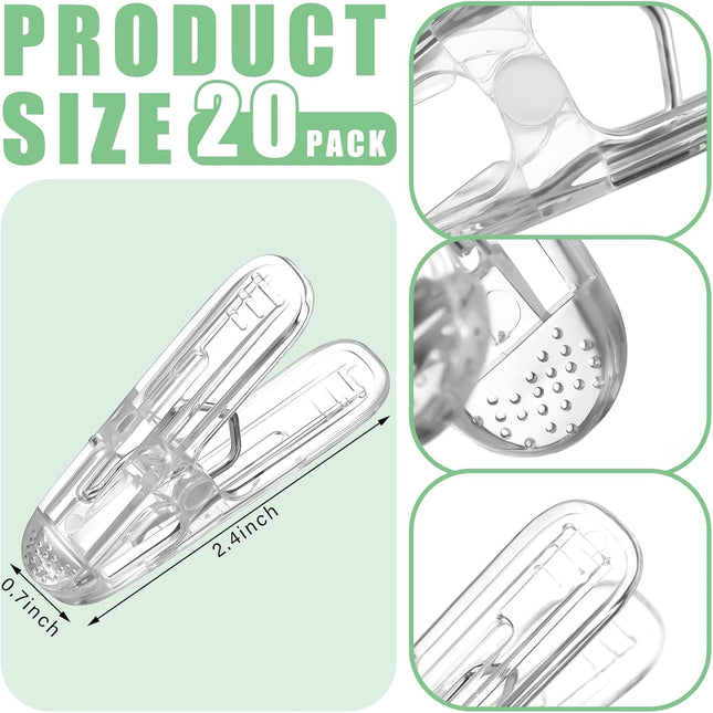Plastic clips - pack of 20 - Balloon arch clips - Plastic spring clips - 2.4 inches - Sturdy clips - For balloon arch sets - Birthday decorations - Crafting - Backdrops - Clear.