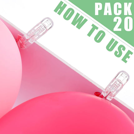 Plastic clips - pack of 20 - Balloon arch clips - Plastic spring clips - 2.4 inches - Sturdy clips - For balloon arch sets - Birthday decorations - Crafting - Backdrops - Clear.