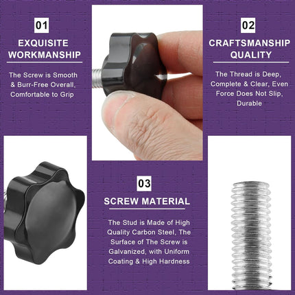 Screw - M8 x 20mm - Star-shaped knob - 2 pieces - Plastic - Hexagonal - Hand-tightening screw - For replacement.