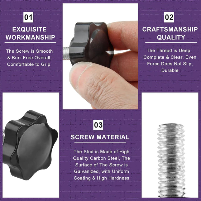 Screw - M8 x 20mm - Star-shaped knob - 2 pieces - Plastic - Hexagonal - Hand-tightening screw - For replacement.