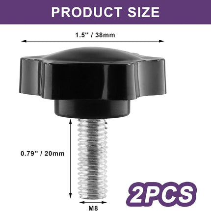 Screw - M8 x 20mm - Star-shaped knob - 2 pieces - Plastic - Hexagonal - Hand-tightening screw - For replacement.