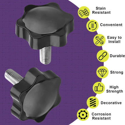Screw - M8 x 20mm - Star-shaped knob - 2 pieces - Plastic - Hexagonal - Hand-tightening screw - For replacement.