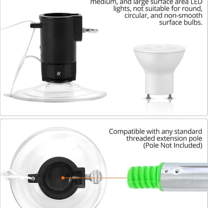 Professional lamp changing set - Lamp remover - Lamp removal and installation - 3-piece set - Suitable for light bulbs with high ceilings with standard, spotlight and recessed changers.