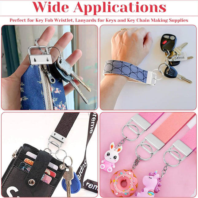 Keychain Hardware Kit - 50 pieces - Lanyard Keychains - 1 inch - With Keychain Pliers - Hardware Supplies for Keychains and Wrist Clips.