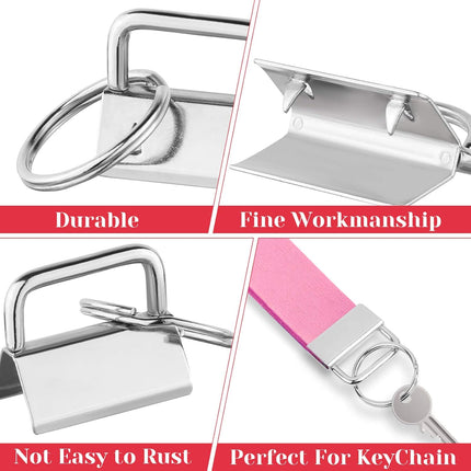 Keychain Hardware Kit - 50 pieces - Lanyard Keychains - 1 inch - With Keychain Pliers - Hardware Supplies for Keychains and Wrist Clips.