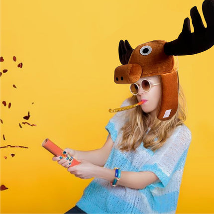 Funny reindeer antlers - elk warmers - hunter boots - funny animal theme - 3D reindeer - men's and women's clothing - role-play - Christmas reindeer costume - headwear accessories.