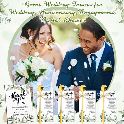 Party gifts - Wedding - Tea strainers - 25 pieces - Heart-shaped spoons - Stainless steel - Coffee and dessert spoons - Green plants for weddings - Thank you tape and string.