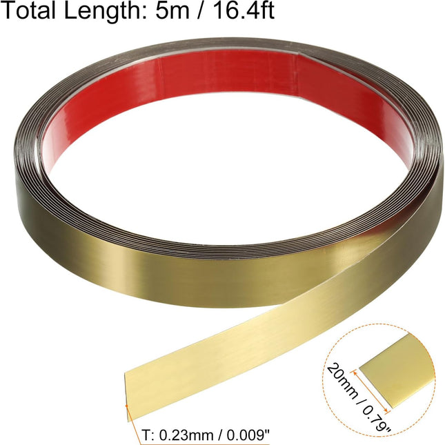 Decorative strip - 20mm*5m - Wall decoration - Decorative frame - Self-adhesive - Stainless steel mirror finish - Metal strip decoration - Suitable for walls, ceilings, cabinet tile edges - Gold - Mirror finish.