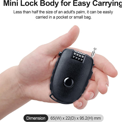 Snowboardslot - 4-position combination 27.5 inch - retractable cable lock - for snowboards, bikes, luggage, backpacks, scooters, suitcases - small - multi-functional - travel security lock - black.