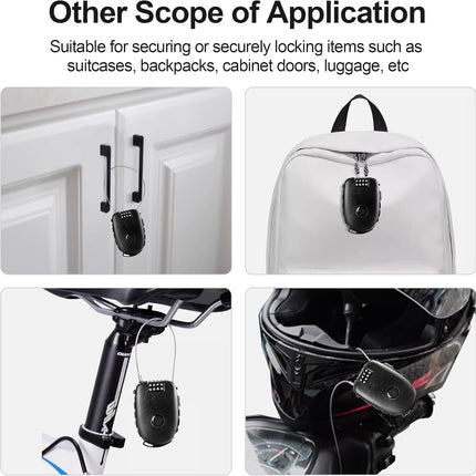 Snowboardslot - 4-position combination 27.5 inch - retractable cable lock - for snowboards, bikes, luggage, backpacks, scooters, suitcases - small - multi-functional - travel security lock - black.