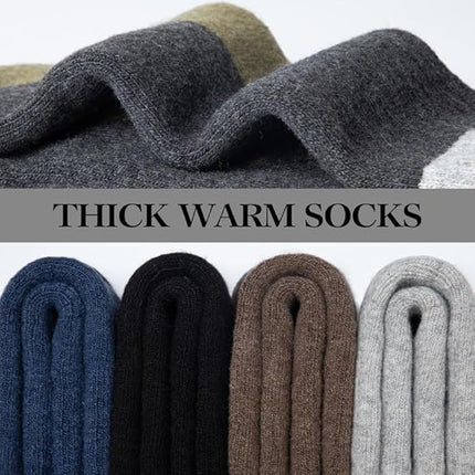 Heren walking socks - woolen socks - 5 pairs - fleece lined - thick - warm - winter socks with crew neck - suitable for cold weather.