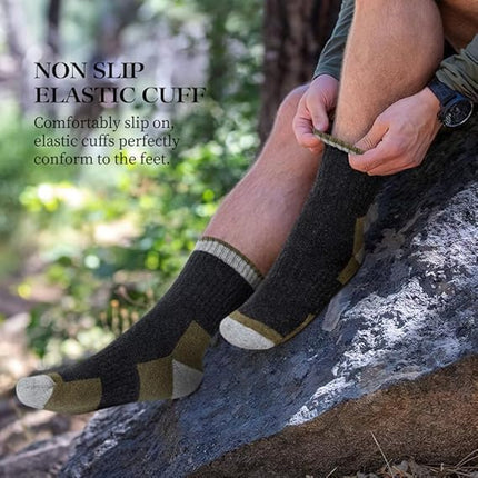 Heren walking socks - woolen socks - 5 pairs - fleece lined - thick - warm - winter socks with crew neck - suitable for cold weather.