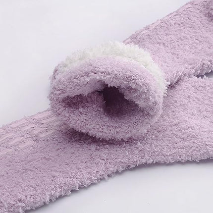 Non-slip socks - Coral fleece socks - with grip - lint-free - suitable for ladies - 4 pairs - gift.