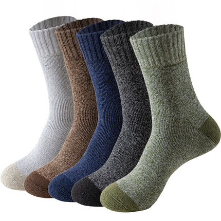 Socks - Thick - Warm - 5 pairs - Men's - Winter - Mid-calf socks - Outdoor hiking socks - Terry sole socks.