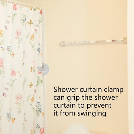Shower Curtain Clips - 6 Pack - Self-Adhesive - Shower Splash Clips - For Curtains - Shower Curtains - Weighted Clips - Secure Shower Curtains and Curtains.