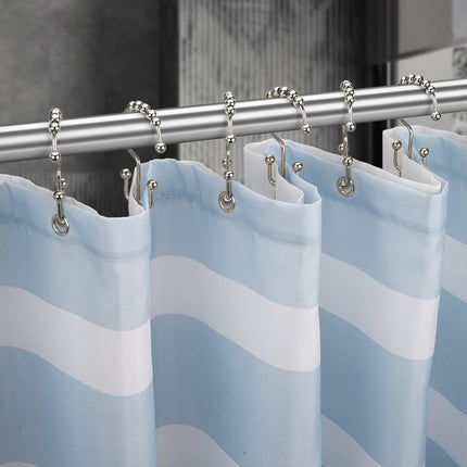 Shower Curtain Hooks - Stainless Steel - Metal - Double Sliding Clasp - Shower Curtain Rings - Suitable for Bathrooms - Double Shower Curtains - Shower Curtains - 12-pack - Nickel-coloured.