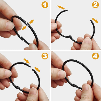 Shower Curtain Hooks - 24-pack - Stainless Steel - Multifunctional - Open Rings - Smooth Sliding - Round - Black - Shower Curtain Rings - Push Button Design.