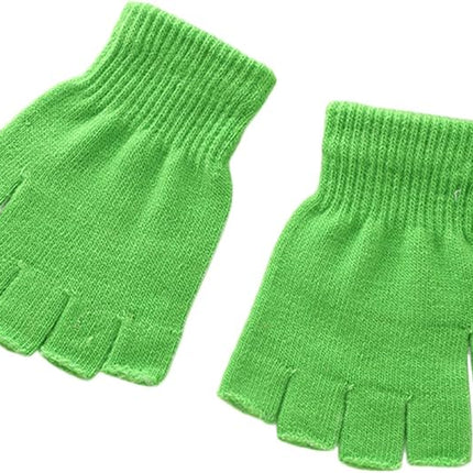 Green gloves - plain gloves - open gloves - boys' and girls' gloves - plain knitted gloves - fingerless gloves - type gloves - size small
