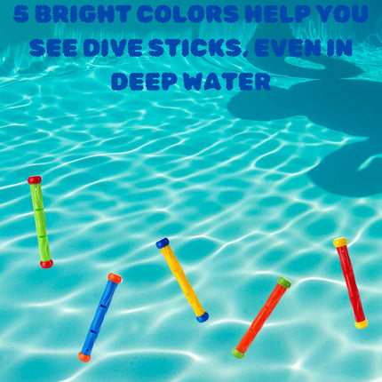 Diving stick - Dive toys - Kids' pool toys - Suitable for children aged 8-12 years - Pool toys - Colourful - Fast sinking - 5 colours.