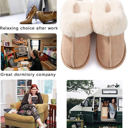Slippers - Plush Slippers - Winter Slippers - Lounge - Soft - Warm - Non-slip - Beige - Size 38/39.