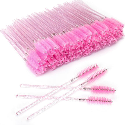 Lash Brush - 100 pieces - Disposable Lash Brush - For Eyelash Extensions - Pink - Crystal Mascara Stick - Applicator.