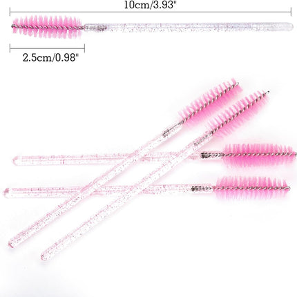 Lash Brush - 100 pieces - Disposable Lash Brush - For Eyelash Extensions - Pink - Crystal Mascara Stick - Applicator.