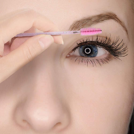 Lash Brush - 100 pieces - Disposable Lash Brush - For Eyelash Extensions - Pink - Crystal Mascara Stick - Applicator.