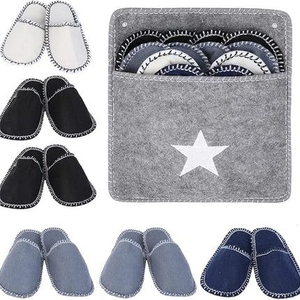 House Slippers - 6 pairs - 3 sizes - Guest Slippers - House Slipper Set - Fleece Wool - Non-slip - Disposable Slippers - Washable - Spa Slippers - Suitable for families - Hotels & travel.