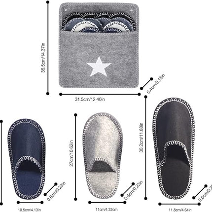 House Slippers - 6 pairs - 3 sizes - Guest Slippers - House Slipper Set - Fleece Wool - Non-slip - Disposable Slippers - Washable - Spa Slippers - Suitable for families - Hotels & travel.