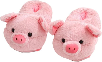 Cheerful Pink Piggy Plush Slippers - One Size (35-43) - Ultra Soft & Warm - Anti-slip.