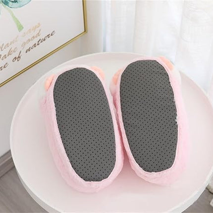 Cheerful Pink Piggy Plush Slippers - One Size (35-43) - Ultra Soft & Warm - Anti-slip.