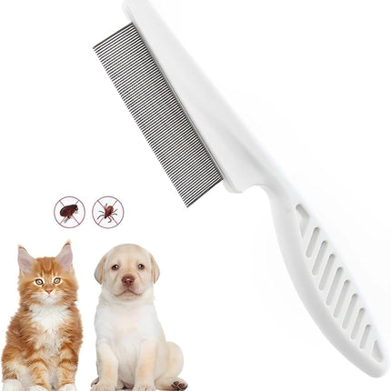 Flea comb for dogs and cats - Dog grooming tool - For removing tear stains, fleas, mange and lice.