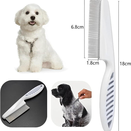 Flea comb for dogs and cats - Dog grooming tool - For removing tear stains, fleas, mange and lice.