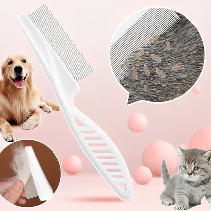 Flea comb for dogs and cats - Dog grooming tool - For removing tear stains, fleas, mange and lice.