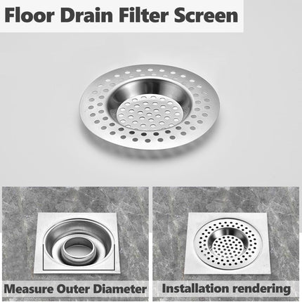 RVS kitchen drain plug - standard drain plug and hair/food catcher for bathroom - kitchen and shower (7.6 cm outer diameter - 4.5 cm inner diameter - 2-pack).