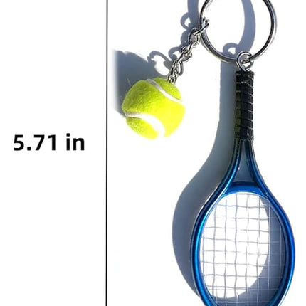 Keychain - Mini tennis racket - With ball - Keychain - Blue - Tennis fan - Keychain - Gift.