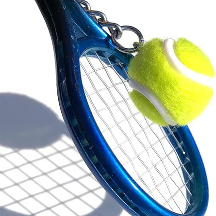 Keychain - Mini tennis racket - With ball - Keychain - Blue - Tennis fan - Keychain - Gift.