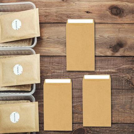 50 small brown seed envelopes - 6x10cm mini brown seed envelopes - envelopes for coins and small parts - small brown kraft paper bags for small items - seeds - cash - beads - coins.