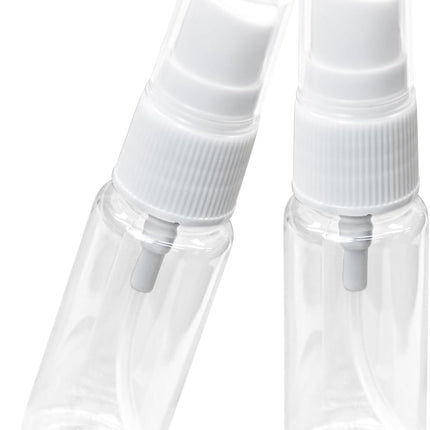 20 ml spray bottle - 2 mini spray bottles in travel size - clear plastic fine mist sprayer - compact travel-sized toiletries and cosmetics for vacation.