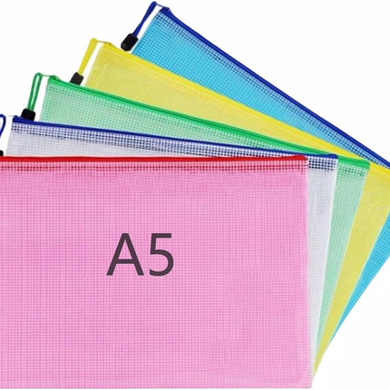 A5 Plastic Wallet Map Zip Closure Document Bag Files Zip Closure for Office Home School Supplies 5 Pieces.