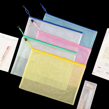 A5 Plastic Wallet Map Zip Closure Document Bag Files Zip Closure for Office Home School Supplies 5 Pieces.