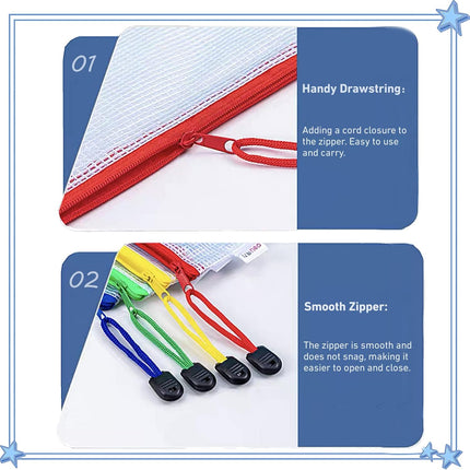 A5 Plastic Wallet Map Zip Closure Document Bag Files Zip Closure for Office Home School Supplies 5 Pieces.
