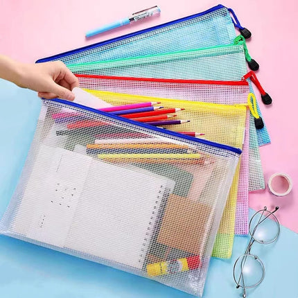 A5 Plastic Wallet Map Zip Closure Document Bag Files Zip Closure for Office Home School Supplies 5 Pieces.