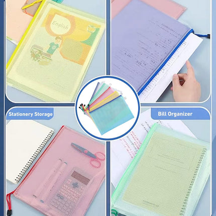 A5 Plastic Wallet Map Zip Closure Document Bag Files Zip Closure for Office Home School Supplies 5 Pieces.