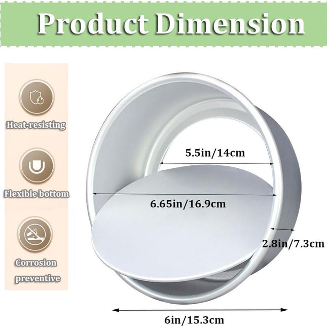 2-Pack 6-Inch Cake Pans Non-Stick Deep Aluminium Round Cake Pans with Removable Bottom for Baking - Baking - Weddings - Birthdays - Christmas Celebrations.
