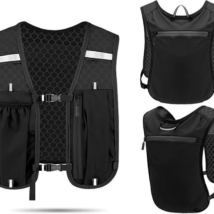 Unisex running vest with phone holder and storage space - adjustable hydration vest - lightweight and breathable running backpack for running, cycling and walking.
