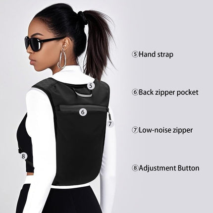 Unisex running vest with phone holder and storage space - adjustable hydration vest - lightweight and breathable running backpack for running, cycling and walking.