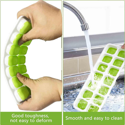 Ice cube trays - 4-pack - reusable silicone - easy to release - flexible ice cube trays for 56 ice cubes with leak-proof, removable lids - BPA-free - durable and dishwasher safe.