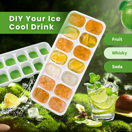 Ice cube trays - 4-pack - reusable silicone - easy to release - flexible ice cube trays for 56 ice cubes with leak-proof, removable lids - BPA-free - durable and dishwasher safe.