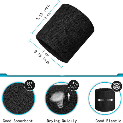 Wrist sweatbands - 2-piece sports sweatbands for men and women - for the gym - tennis - running - basketball - moisture-wicking.